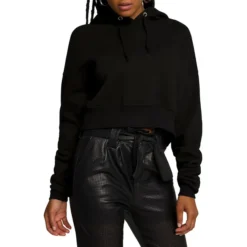 GOOD AMERICAN Cropped & Cool Fleece Hoodie