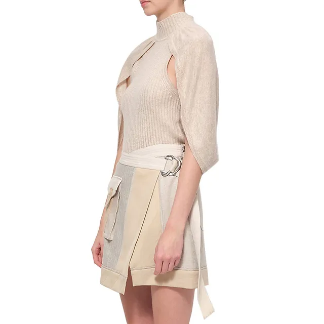 Jeannie Cashmere-Wool Blend Rib Cape Sweater Top 3 Jeannie Cashmere-Wool Blend Rib Cape Sweater Top - Image 3