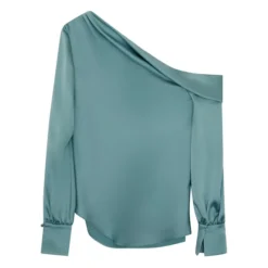 Alice One-Shoulder Draped Satin Top