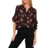 Vince Camuto Floral Pintuck Flutter-Sleeve Blouse