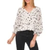 Vince Camuto V-neck Abstract-Print Blouse