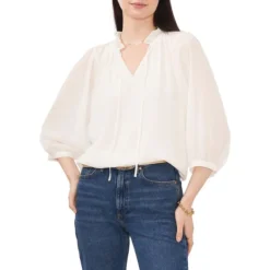 Vince Camuto Splitneck Raglan Peasant-Sleeve Blouse