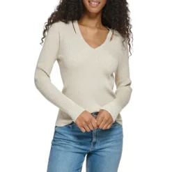 Calvin Klein V-Neck Cutout Sweater