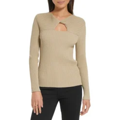 Calvin Klein Ribbed Twisted Keyhole Sweater