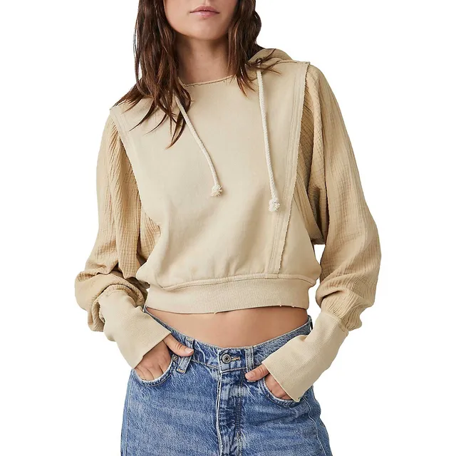 FREE PEOPLE Love Letter Panelled Front Hoodie 1 FREE PEOPLE Love Letter Panelled Front Hoodie