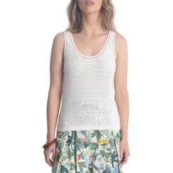 Molly Bracken Crochet Knit Tank Top