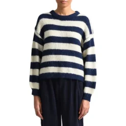 Molly Bracken Striped Knit Crewneck Sweater