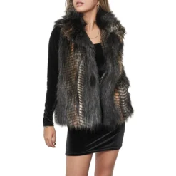 Mandarin Collar Faux-Fur Vest