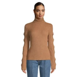 JW Anderson Cutout-Sleeve Merino Wool Turtleneck Sweater