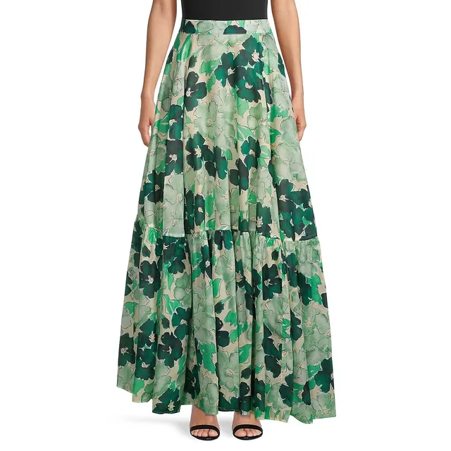 Blooming-Print Tiered Maxi Skirt 1 Blooming-Print Tiered Maxi Skirt