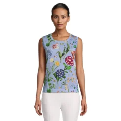 Oscar De La Renta Sleeveless Floral Knit Top