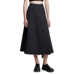 Stretch-Poplin Wrap Midi Skirt