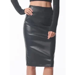 Faux Leather Midi Pencil Skirt