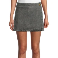 Ganni Organic Cotton Denim Mini Wrap Skirt