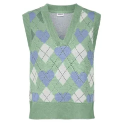 Noisy May Kirsty Heart & Argyle Knit Vest
