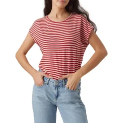 Vero Moda Ava Striped Dolman-Sleeve Tencel-Blend T-Shirt