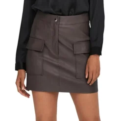 ONLY Vera Faux Leather Cargo Mini Skirt
