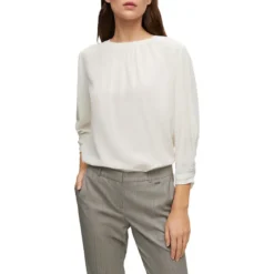Boss Regular-Fit Collarless Washed Slik Blouse