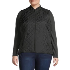 Plus Diamond-Quilt Puffer Vest