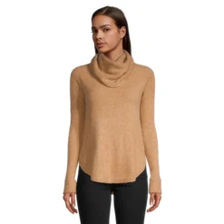 Waffle-Knit Cowlneck Tunic