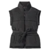 Quilted Mid-Length Vegan Fur Belted Vest