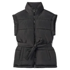 Quilted Mid-Length Vegan Fur Belted Vest