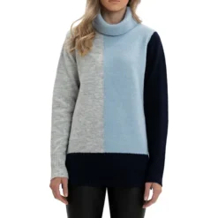 Relaxed-Fit Longline Colourblock Turtleneck Sweater