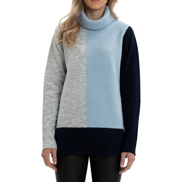 Relaxed-Fit Longline Colourblock Turtleneck Sweater 1 Relaxed-Fit Longline Colourblock Turtleneck Sweater