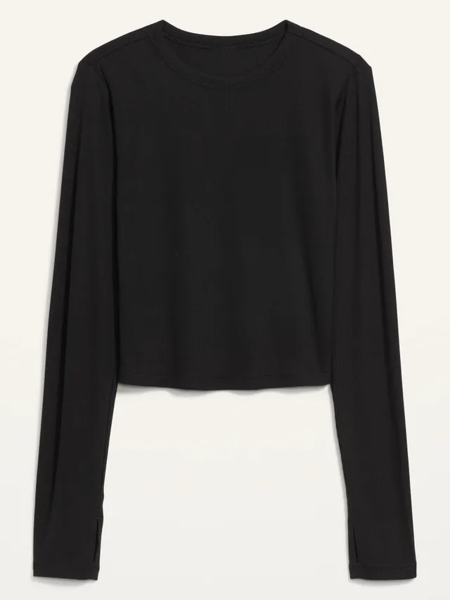 Old Navy UltraLite Long-Sleeve Crew-Neck Ribbed Cropped Top For Women 4 Old Navy UltraLite Long-Sleeve Crew-Neck Ribbed Cropped Top For Women - Image 4