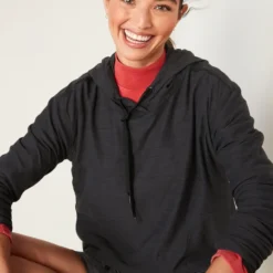 Old Navy Breathe ON Slub-Knit Pullover Hoodie For Women