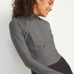 Old Navy PowerSoft Cropped Quarter-Zip Performance Top For Women