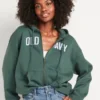 Old Navy Logo-Embroidered Full-Zip French-Terry Hoodie For Women