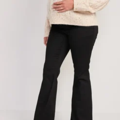 Old Navy Maternity FitsYou 3-Sizes-in-1 Premium Full Panel Black Flare Jeans