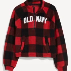 Old Navy Oversized Buffalo Plaid Logo Sherpa Quarter-Zip Sweatshirt For Women -Deals Wearfluxo Store https3A2F2Foldnavy.gapcanada.ca2Fwebcontent2F00502F7662F1602Fcn50766160.jpg 640x