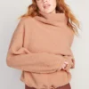 Old Navy Cropped Sherpa Pullover Turtleneck Sweater For Women
