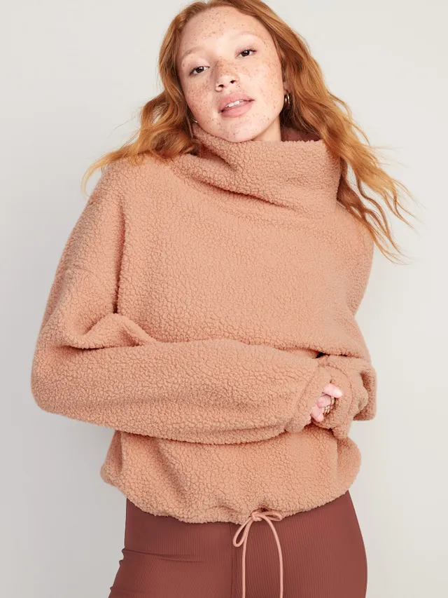 Old Navy Cropped Sherpa Pullover Turtleneck Sweater For Women 1 Old Navy Cropped Sherpa Pullover Turtleneck Sweater For Women