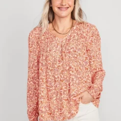 Old Navy Crinkled Smocked Poet Swing Blouse For Women