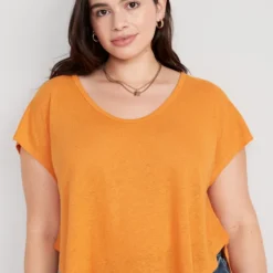 Old Navy Linen-Blend Cropped Voop-Neck T-Shirt For Women -Deals Wearfluxo Store https3A2F2Foldnavy.gapcanada.ca2Fwebcontent2F00522F8062F0692Fcn52806069.jpg 640x
