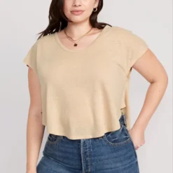 Old Navy Linen-Blend Cropped Voop-Neck T-Shirt For Women -Deals Wearfluxo Store https3A2F2Foldnavy.gapcanada.ca2Fwebcontent2F00522F8172F0022Fcn52817002.jpg 640x
