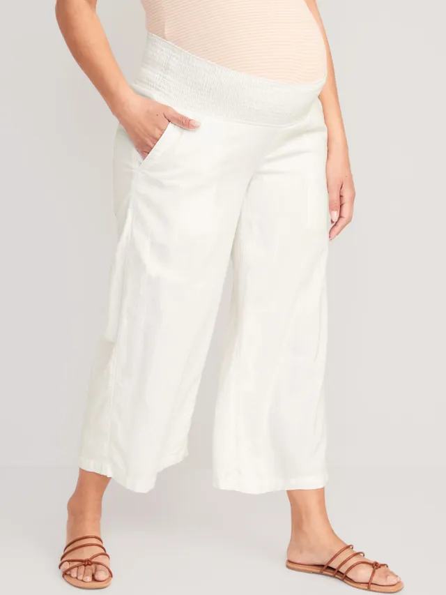 Old Navy Maternity Linen-Blend Smocked-Waist Cropped Wide-Leg Pants 1 Old Navy Maternity Linen-Blend Smocked-Waist Cropped Wide-Leg Pants