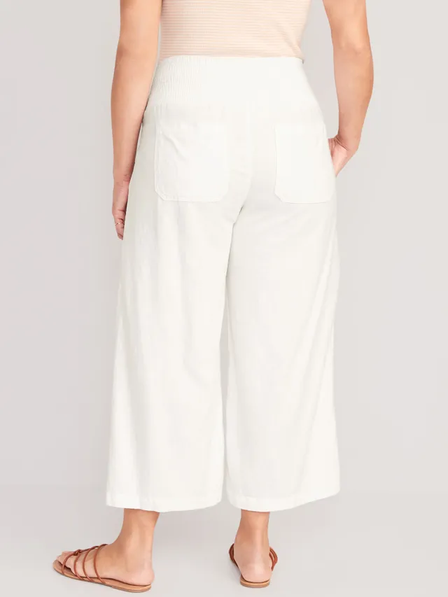 Old Navy Maternity Linen-Blend Smocked-Waist Cropped Wide-Leg Pants 2 Old Navy Maternity Linen-Blend Smocked-Waist Cropped Wide-Leg Pants - Image 2