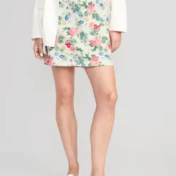Old Navy High-Waisted Linen-Blend Mini A-Line Skirt For Women