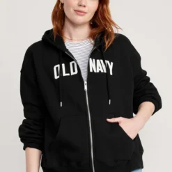 Old Navy Slouchy Logo Graphic Full-Zip Hoodie For Women