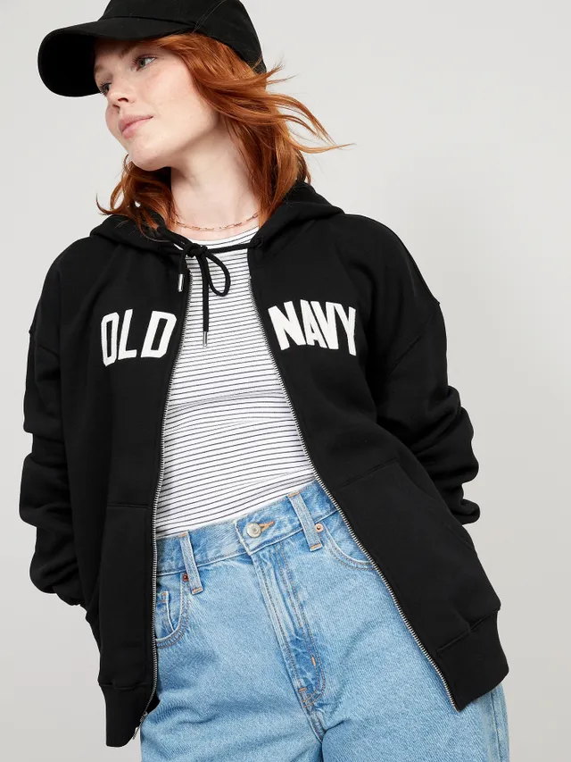 Old Navy Slouchy Logo Graphic Full-Zip Hoodie For Women 3 Old Navy Slouchy Logo Graphic Full-Zip Hoodie For Women - Image 3