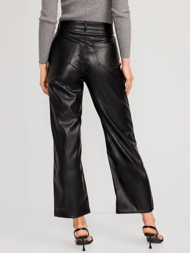 Old Navy High-Waisted Faux-Leather Cropped Wide-Leg Pants For Women 2 Old Navy High-Waisted Faux-Leather Cropped Wide-Leg Pants For Women - Image 2