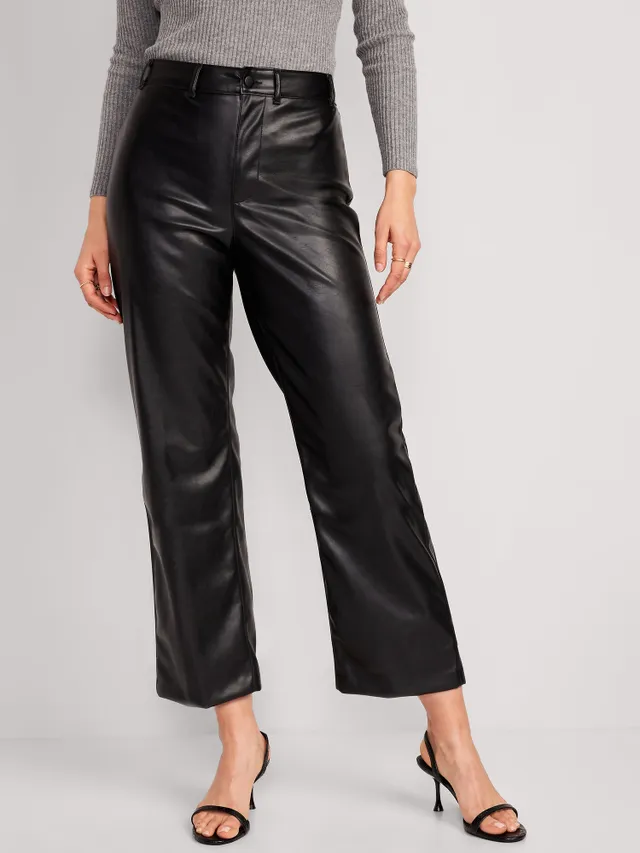 Old Navy High-Waisted Faux-Leather Cropped Wide-Leg Pants For Women 1 Old Navy High-Waisted Faux-Leather Cropped Wide-Leg Pants For Women