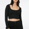 Ardene Super Soft Long Sleeve Bustier Top In Black | Size | Polyester/Elastane