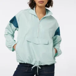 Ardene Half-Zip Windbreaker In Blue | Size | Polyester