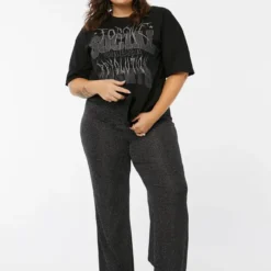 Ardene A.C.W. Shiny Jersey Flare Pants In Black | Size X | Polyester/Spandex