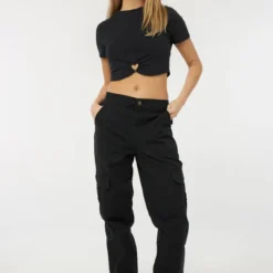 Ardene Peached Twill Cargo Joggers In | Size | Spandex/Cotton